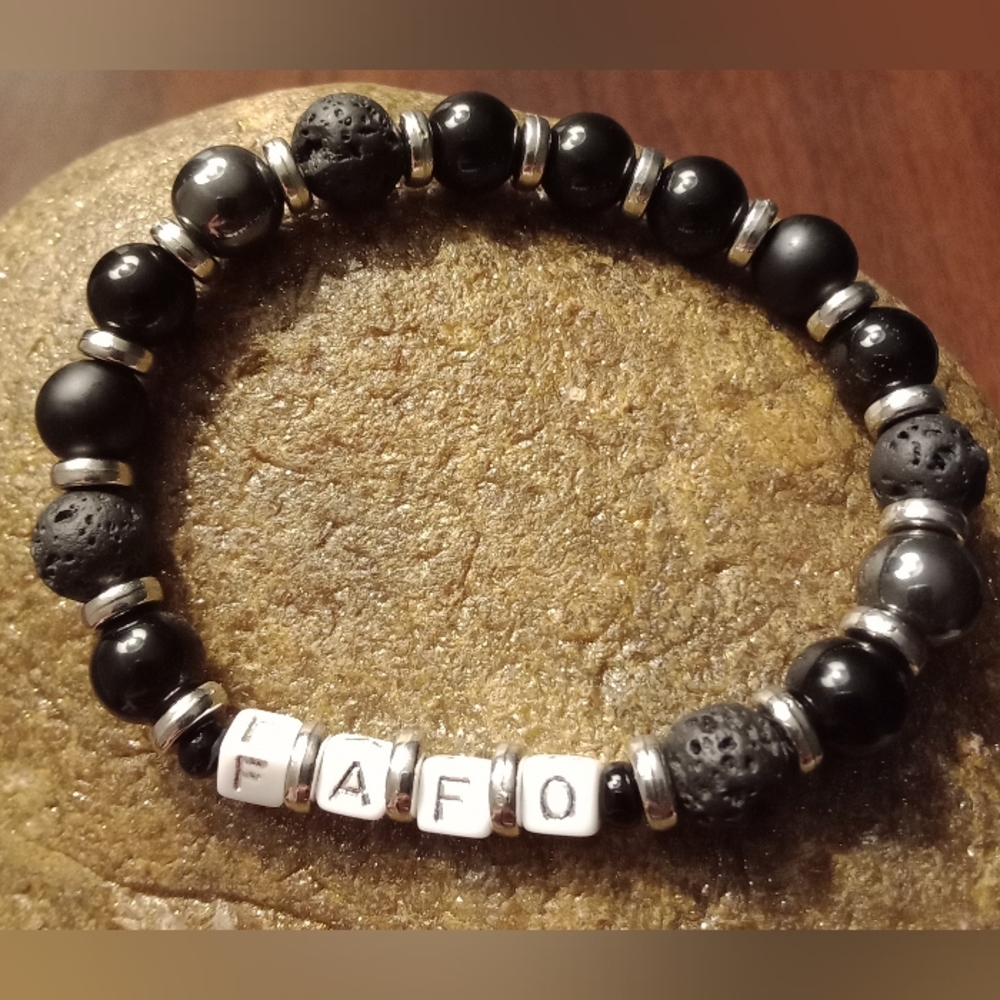 #FAFO Black Obsidian Bracelet. Express yourself without saying a word.
